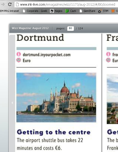 Imagen del parlamento de Budapest ubicada en Dortmund en la revista Wizzmagazine