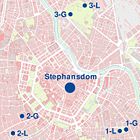 Ubicación de las torres antiaéreas de Viena alrededor del Stephansdom