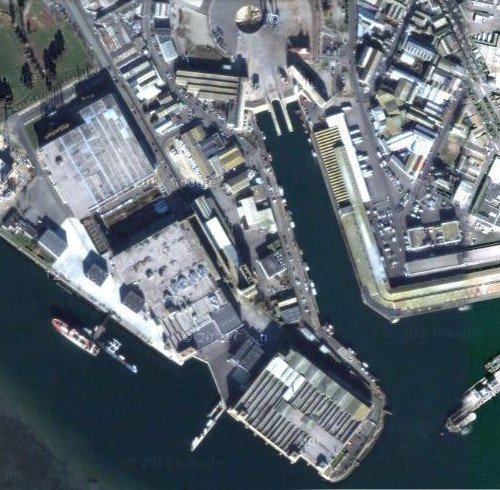 Las bases de submarinos U-Boot Keroman en Lorient en los mapas de Turismo Google